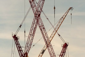 Construction site cranes